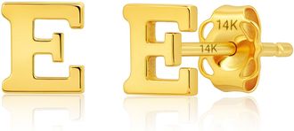 MAX + STONE Genuine 14K Gold Yellow Letter Initial Stud Earrings (5mm)