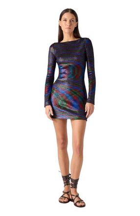Missoni Long-sleeve Mini Dress With Flame Pattern in Green & Purple at Nordstrom, Size 40 It