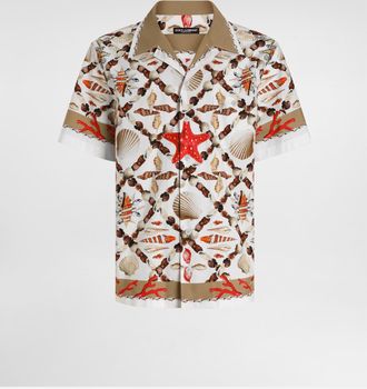 Dolce & Gabbana Shell-print Hawaii Poplin Shirt - Man Shirts Multicolor 38