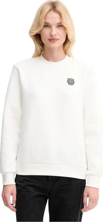 Lacoste Hoodies & sweatvesten, Dames, Beige, M, Katoen, Crew Neck Badge Sweatshirt