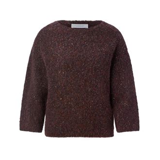 Rich & Royal Seamless Neps Yarn Crew - Dames - Ronde hals truien - Bruin - XL - Katoen - Truien & Vesten