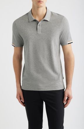 BOSS Parlay Cotton Piqu&eacute; Polo in Silver at Nordstrom, Size Xx-Large