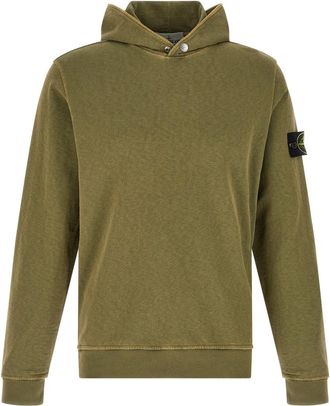 Stone Island Green Logo Badge Hoodie