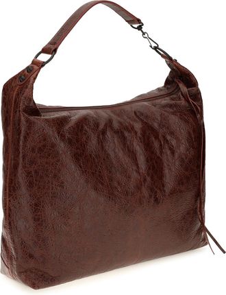 Balenciaga Womens Hobo Shoulder Bag Le City Berry Red Lambskin
