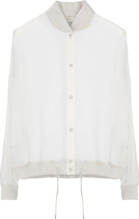 PANICALE White Silk Bomber Lurex Casual Shirt