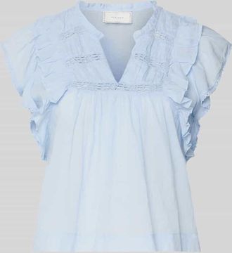 Neo Noir Neo Noir Bluse mit Volants Modell Jayla in Hellblau, Gr&ouml;&szlig;e 34
