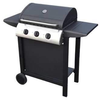 Happy Garden Barbacoa de gas 3 quemadores 8,4 kW en acero negro