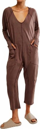 Free People Womens Hot Shot Long Sleeve Romper In Brown