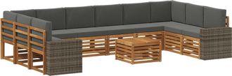 vidaXL Conjunto De Sof&aacute;s De Exterior 11 Uds. Natural Y Antracita Vidaxl