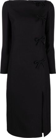 Valentino Garavani bow-detail midi dress - women - Silk/Polyester/Spandex/Elastane/Viscose/Virgin Wool - 40 - Black