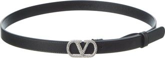 Valentino Vlogo Signature Leather Crystal Belt