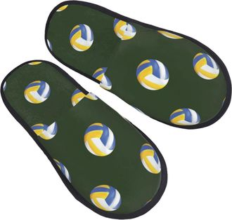 Generic Warm Slipper Volleyball Pattern Home Slipper Unisex House Shoes Non-Slip Fluffy Slippers For Winter Travel Hotel L