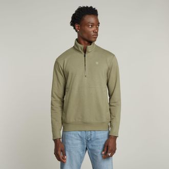 G-Star Mens G-Star RAW Nifous Half Zip Sweater - Green Cotton - Size Medium