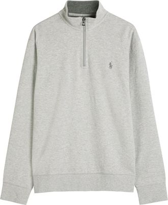 Polo Ralph Lauren Logo-embroidered Half-zip Cotton-blend Sweatshirt - Light Grey - Xxl