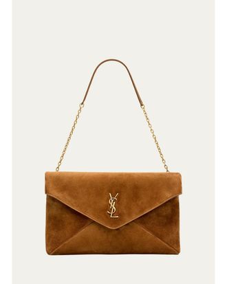 Saint Laurent Large YSL Suede Pouch Bag