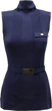 Elisabetta Franchi Dolcevita Sicato Wo Sweater - Dames - Tops zonder mouwen - Blauw - XL - Tops