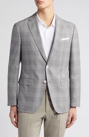 BOSS Hutson Plaid Virgin Wool Sport Coat in Grey Plaid at Nordstrom Rack, Size 42 Regular