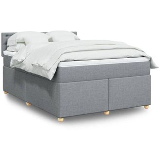 vidaXL Vidaxl - Cama Box Spring Con Colch&oacute;n Tela Gris Claro 160x200 Cm