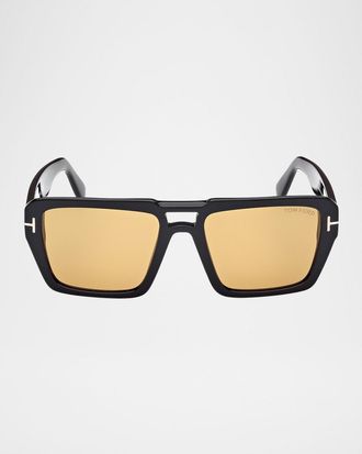 Tom Ford Men & apos;s Redford Acetate Rectangle Sunglasses