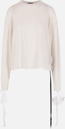 Ann Demeulemeester Nila Relax Fit Boxy t Shirt With Det. Cuffs+sketchbook&roses Print