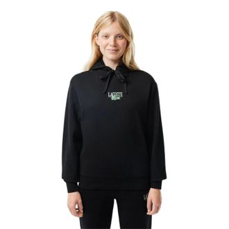 Lacoste Dames/Dames geborduurde Logo Hoodie met lange mouwen (Zwart)