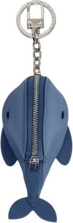 Max Mara Accessoires, Dames, Blauw, ONE Size, Leer, Ninfe Sleutelhanger