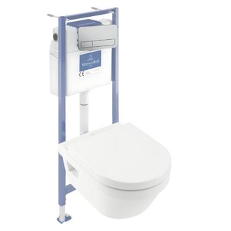 Villeroy & Boch Pack Inodoro Sin Brida Villeroy Y Boch Architectura Con Tapa + Bastidor De Suelo Y Pared Viconnect Pro + Placa Cromada Mate