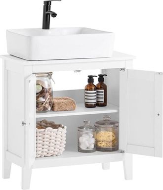 SoBuy Sobuy - White Wood Under Sink Basin Bathroom Storage Cabinet Unit, FRG202-W