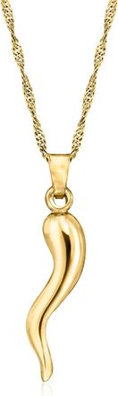 Ross-Simons 18kt Gold Over Sterling Italian Horn Pendant Necklace