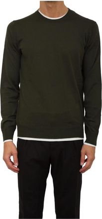 Paolo Pecora Groene Crewneck Shirt - Heren - Ronde hals truien - Groen - M - Wol - Truien & Vesten