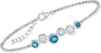 Ross-Simons Tonal Blue Topaz Bubble Bracelet in Sterling Silver
