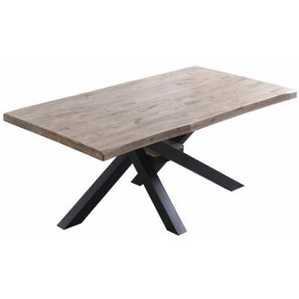 Home Heavenly Home Heavenly - Mesa Comedor Industrial Gael, Madera De Roble Y Patas Metal Cruzadas. 180 X 100 Cm Color: Roble Honey - Negro