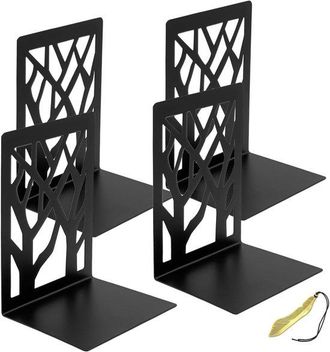 OEM 4 Piezas De Robustos Sujetalibros Met&aacute;licos Para Estanter&iacute;a, Ideales Para La Oficina, El Hogar, La Escuela Y La Biblioteca (negro)