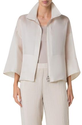Akris Philia Panama Silk Organza Jacket in Sand at Nordstrom, Size 8