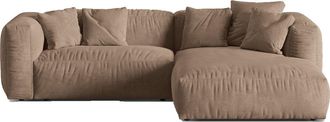 MICADONI Modulares 3-Sitzer Design Ecksofa Martina - Samtbezug Beige dunkel