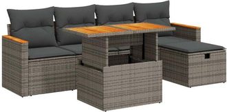 vidaXL Vidaxl - Set De Muebles De Jard&iacute;n 6 Pzas Y Cojines Rat&aacute;n Sint&eacute;tico Gris
