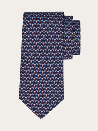 Ferragamo Men Club print silk tie Blue