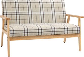 HOMCOM 2 Seater Sofa for Living Room Linen Fabric Couch Love Seat