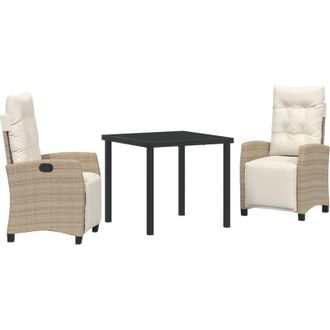 vidaXL Vidaxl - Conjunto De Comedor De Jard&iacute;n 3 Pcs Beige Rat&aacute;n Sint&eacute;tico