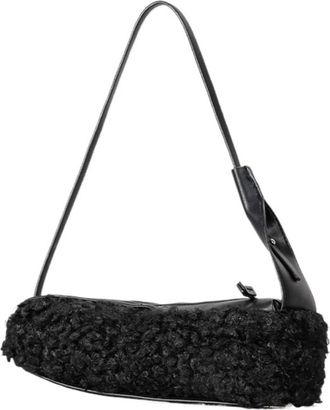 Generic Womens Plush Bags Plush Underarm Shoulder Bag Vintage,Autumn Winter Fluffy Handbag,Women Casual,Long Clutch Purse(Black)