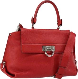 Ferragamo Pre-owned Handbags, female, Red, Size: ONE SIZE Pre-owned Leather Handbag