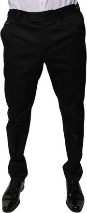 Dolce & Gabbana Black Cotton Tapered Formal Dress Mens Pants (Pre-Owned)