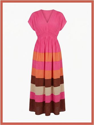 Nooki Design Womens Rosalie Striped Maxi Dress - Pink - Pink Mix - Size: 10/8