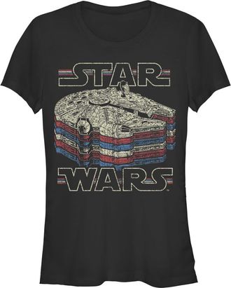 Star Wars Juniors Star Wars Millennium Falcon Retro Multi Stripes T Shirt in Black at Nordstrom, Size Xx-Large