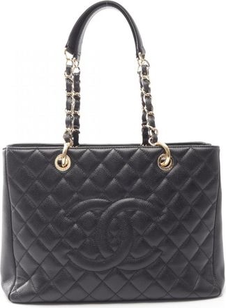 Chanel Black Grained Calfskin Handbag Tote Bag (Pre-Owned)