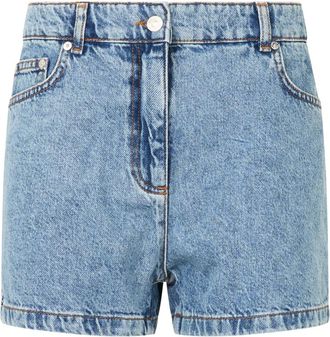 Moschino Korte Broeken, Dames, Blauw, W27, Denim, Lichtblauwe Denim Shorts met Hoge Taille