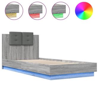 Berkfield Home Bed Frame with LED without Mattress Grey Sonoma 100x200 cm
