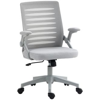 Vinsetto Mesh Office Chair Home Swivel Task Chair w/ Lumbar Support - Arm - Grey | TJ Hughes