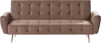 Beliani Sof&aacute; cama 3 plazas Terciopelo Marr&oacute;n
