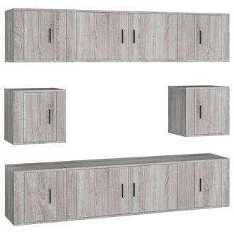 Berkfield Home 8 Piece TV Cabinet Set Grey Sonoma Engineered Wood